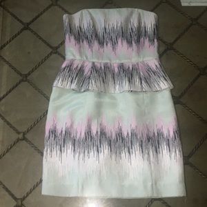 Ali Ro gorgeous printed satin strapless dress